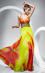 Sheath/Column Straps Floor-length Chiffon Evening Dress