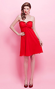 A-line Strapless Knee-length Chiffon Cocktail Dress