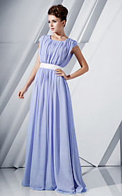 A-line Scoop Floor-length Chiffon Evening Dress