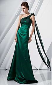A-line One Shoulder Floor-length Chiffon Evening Dress