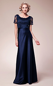 Sheath/Column Scoop Floor-length Satin Mother of the Bride Dress