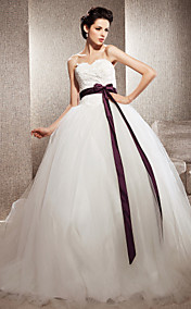 Ball Gown Sweetheart Tulle Chapel Train Wedding Dress inspired by Kate Huds in Bride Wars