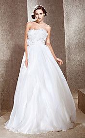 A-line Strapless Floor-length Wedding Dress