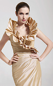 Trumpet/Mermaid V-neck Floor-length Taffeta Evening Dress