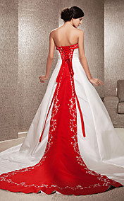 A-line Strapless Chapel Train Wedding Dress