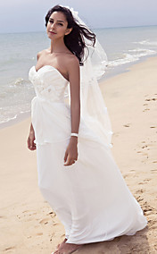 Sheath/Column Strpaless Floor-length Chiffon Wedding Dress 