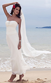Sheath/ Column Sweetheart Ankle-length Chiffon Wedding Dress With A Wrap