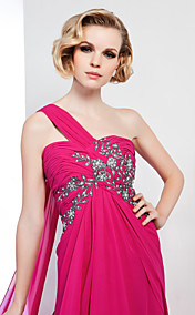  Chiffon A-line One Shoulder Court Train Evening Dress inspired by Camilla Belle