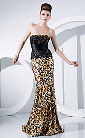 Trumpet/Mermaid Strapless Sweep/Brush Train Lace Over Charmeuse Evening Dress