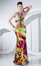 Trumpet/Mermaid Halter Floor-length Charmeuse And Tulle Evening Dress