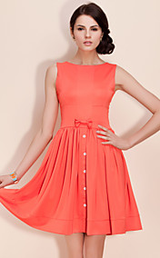 TS Classic Casual Short Swing Dress With Square Neckline Backside