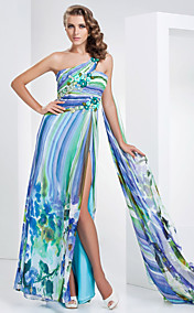 Sheath/Column One Shoulder Floor-length  Chiffon Evening Dress