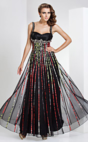 Sheath/Column Sweetheart Floor-length Tulle And Stretch Satin Evening Dress