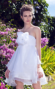 A-line Strapless Short/Mini Organza Wedding Dress