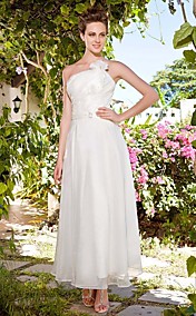 Sheath/ Column Strapless Ankle-length Organza Wedding Dress