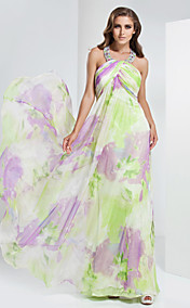 Sheath/Column Jewel Floor-length Chiffon Evening/Prom Dress