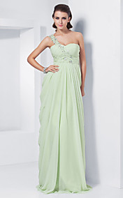 Sheath/Column One Shoulder  Sweetheart Floor-length Chiffon Evening Dress 
