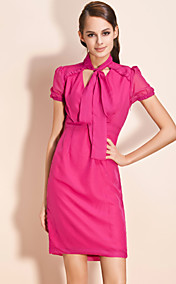 TS Short-sleeved Chiffon Bow Dress (More Colors)