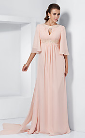 A-line Jewel Sweep/Brush Train Chiffon Evening Dress inspired by Melissa McCarthy at the 84th Oscar