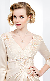 Sheath/ Column V-neck Floor-length Stretch Satin Evening Dress