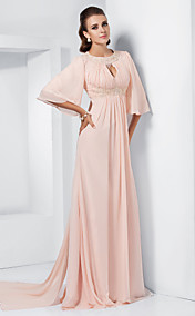 A-line Jewel Sweep/Brush Train Chiffon Evening/Prom Dress inspired by Melissa McCarthy at the 84th Oscar