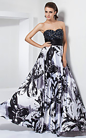 A-line Sweetheart Strapless Floor-length Stretch Satin Evening Dress 