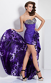 A-line Sweetheart Asymmetrical Taffeta And Charmeuse Evening/Prom Dress