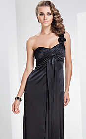 Sheath/Column One Shoulder Floor-length Polyester Evening Dress