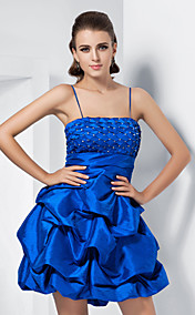 Ball Gown Spaghetti Straps Short/Mini Taffeta Cocktail Dress With Removable straps 