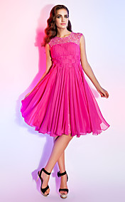 A-line Jewel Knee-length Chiffon Cocktail/Prom Dress 