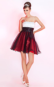 A-line Spaghetti Straps Short/Mini Tulle Cocktail Dress