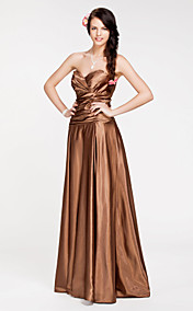 A-line Sweetheart Floor-length Stretch Satin Bridesmaid Dress