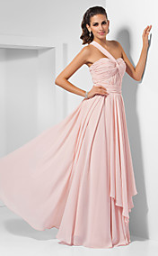  A-line One Shoulder Floor-length Chiffon Evening Dress