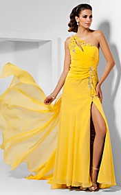 Sheath/Column One Shoulder Asymmetrical Chiffon Evening Dress