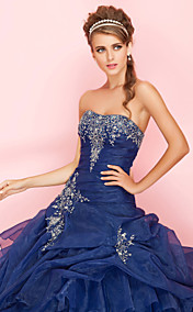 Ball Gown Sweetheart Floor-length Organza Prom Dress With Pick-up Skirt