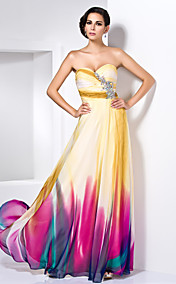 Sheath/Column Sweetheart Floor-length Chiffon Evening/Prom Dress With Crystal Detailing 