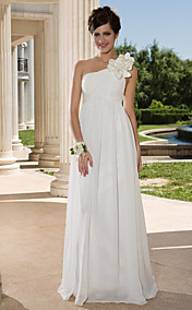  Sheath/ Column One Shoulder Floor-length Chiffon Wedding Dress