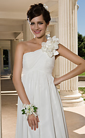 Sheath/Column One Shoulder Floor-length Chiffon Wedding Dress 