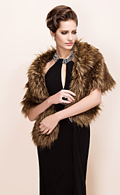 Elegant Long-Haired Faux Fox Fur Party / Evening Shawl / Wrap
