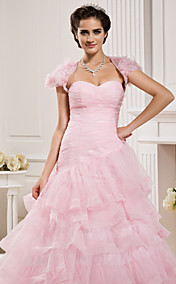 Ball Gown Sweetheart  Floor-length Organza  Wedding Dress With A Wrap 