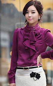 Women's Stand Neck Silk Blouse Shirt