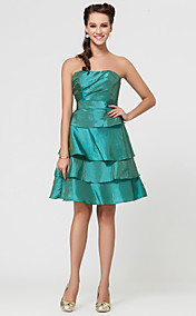 A-line Knee-length Taffeta Bridesmaid Dress With Tiers