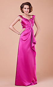 Sheath/Column V-neck Floor-length Satin Mother Of The Bride Dress 