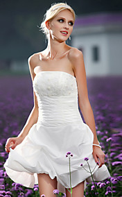 Ball Gown Strapless Short/ Mini Taffeta Wedding Dress