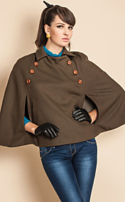 TS Military Style Double Breast Pockets Short Cloak