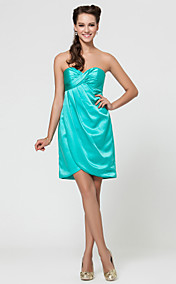 A-line Sweetheart Short/Mini Satin Bridesmaid Dress