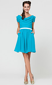 A-line Cowl Short/Mini Chiffon Bridesmaid Dress