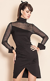 TS Perspective Mesh Long Sleeve Sheath Dress