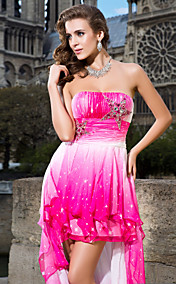 Sheath/Column Strapless Asymmetrical Chiffon Cocktail Dress