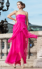 Sheath/Column Strapless Floor-length Chiffon Evening Dress 